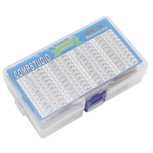Miniatura 3 de 1/2W 1% 40 valores 400 piezas Kit surtido de resistencias 1/2 vatios Resistencia fija de película metálica Paquete variado de resistencias fijas