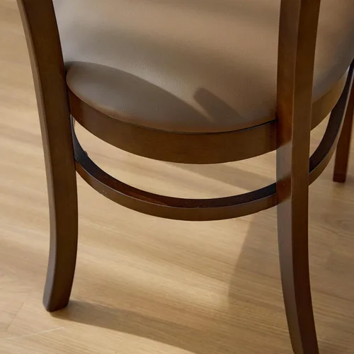 Miniatura 8 de Livinia Mint - Juego de 2 sillas de comedor, asiento tapizado de piel sintética de roble malasio sólido, sillas laterales rectas (nogal)