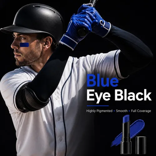 Miniatura 2 de Go Ho Pintura facial en barra mezclable en crema azul real, ojo de béisbol negro, pintura facial azul, softbol/ojo de fútbol negro, pintura facial