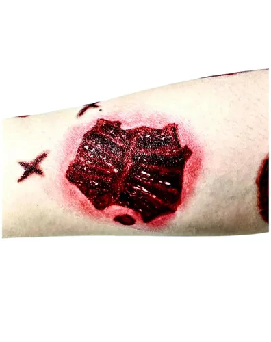 Miniatura 3 de Tatuajes temporales de cicatriz de Halloween, impermeable, 3D, para fiesta de zombies, tatuaje temporal, simulación realista de herida de sangre