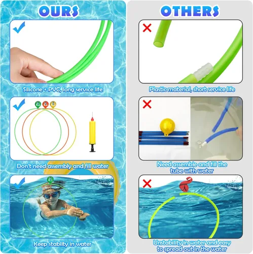 Miniatura 3 de Cludoo Anillos de natación para buceo en piscina, juguetes para niños, alta estabilidad, no requiere montaje, juguete de piscina, aros de natación