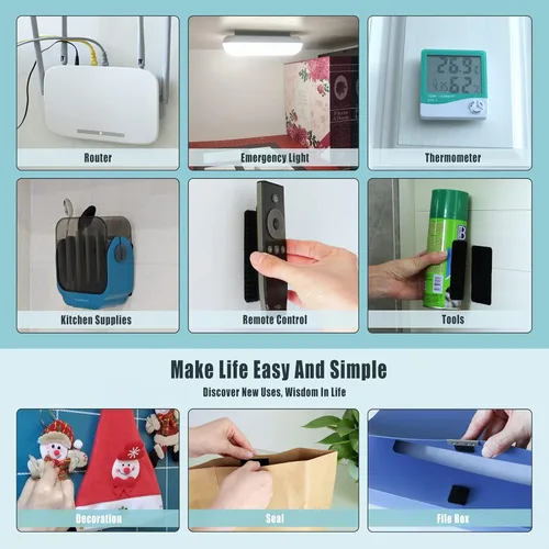 Miniatura 8 de 16 juegos de tiras de 2 x 4 pulgadas con adhesivo, cinta de gancho y bucle resistente, respaldo resistente, para colgar en la pared, sin