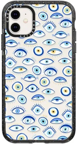 Miniatura 120 de CASETiFY Impact - Funda para iPhone 11 - Flower Power Retro - Negro Transparente