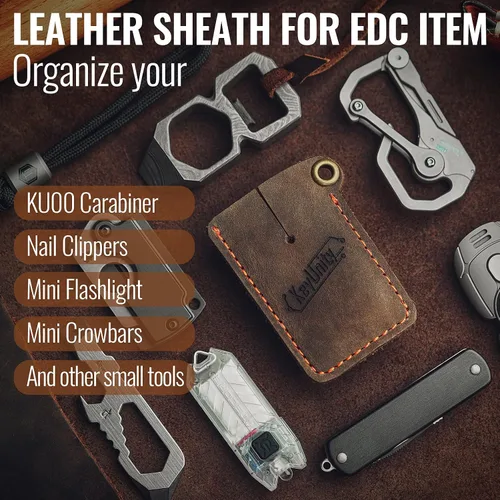 Miniatura 4 de KeyUnity Funda de cuero EDC organizador de bolsillo cosido a mano bolsa deslizante