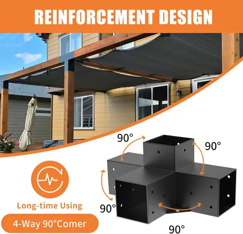Miniatura 7 de Woodworks - Soporte de pérgola para pérgola de 4 vías, soporte de esquina de ángulo recto, soporte de madera elevado, paquete de 2 con tornillos