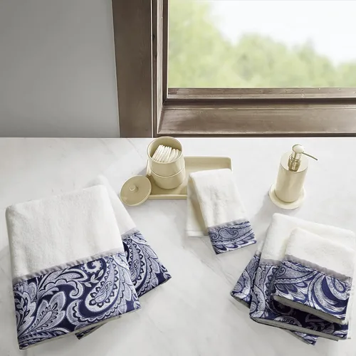 Miniatura 9 de Madison Park - MP73-5310 Aubrey - Juego de 6 piezas de jacquard para baño, 2 toallas de mano de baño, 2 paños de baño, diseño texturizado de lujo