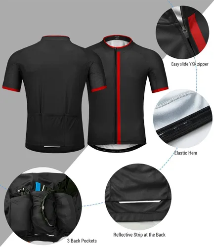 Miniatura 4 de wantdo Camisetas de ciclismo para hombre, camisetas de ciclismo de montaña MTB Jersey de manga corta Camisetas de ciclismo transpirable de secado
