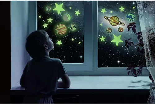 Miniatura 5 de 4M: Glow: Planets & Nova Star - 20 adhesivos de pared y techo que brillan en la oscuridad, carga de luz, varios tamaños, pestañas adhesivas
