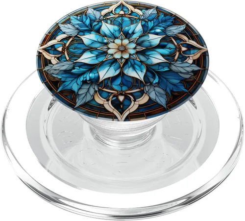 Miniatura 8 de Copo de nieve de invierno flor de invierno vidrieras PopSockets Standard PopGrip