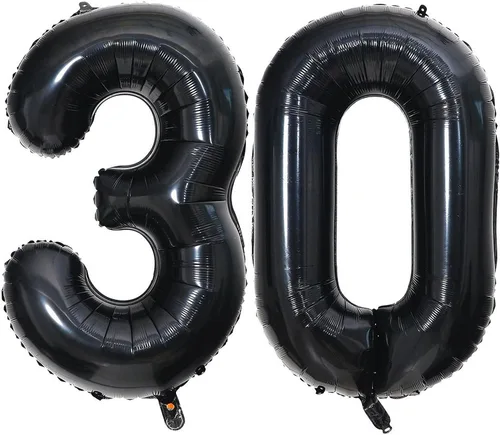 Miniatura 14 de Globos de 40 pulgadas negros con número 0 de helio, globos negros gigantes con número 0 para decoraciones de fiesta de cumpleaños, aniversario, baby