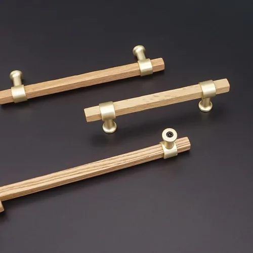 Miniatura 5 de Tiradores cuadrados de madera de 3.78 pulgadas para cajones, pomos de gabinete de cocina, pomos de latón para pomos de puerta de tocador