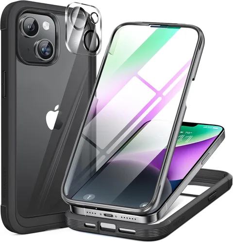 Miniatura 12 de Miracase Funda para iPhone 13 de 6.1 pulgadas, [sin burbujas] funda de teléfono de cuerpo completo con pantalla de vidrio completa integrada, sin