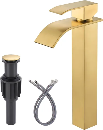 Miniatura 15 de Grifo de Baño de Bronce Frotado con Aceite: Grifo con Caño de Cascada ARCORA para Lavabo de Baño, Grifo Mezclador de Una Sola Manija, Grifo