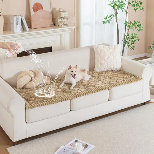 Miniatura 10 de PuTian Funda de sofá 100% impermeable y mullida para perros, gruesa, lavable, antiarañazos, antideslizante, protector de muebles