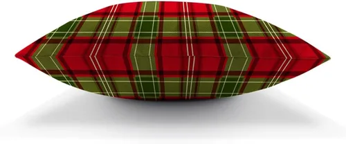 Miniatura 5 de AOYEGO Funda de almohada de cuadros rojos y verdes de 12 x 20 pulgadas, fundas de almohada rectangulares de algodón y lino para decoración