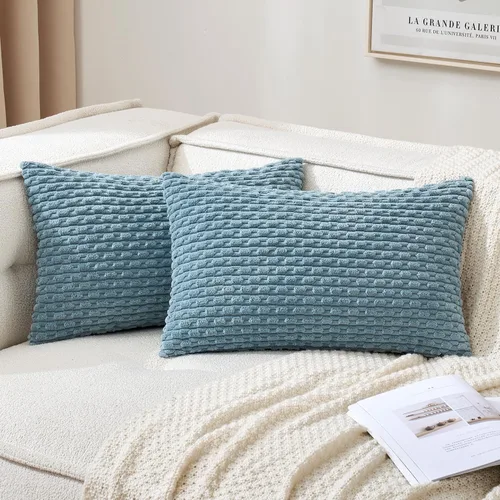 Miniatura 60 de MIULEE - Paquete de 2 fundas de cojín decorativas, modernas y boho, de terciopelo, con textura a rayas, para sofá, cama, sala de estar, decoración