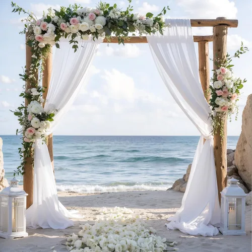Miniatura 9 de Tela drapeada para arco de boda de 28 x 19 pies, telón de fondo de tela de gasa transparente, 2 paneles de cortinas blancas para decoración