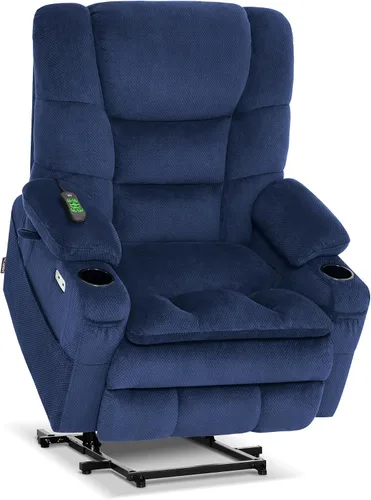 Miniatura 22 de MCombo Sillón Reclinable Grande con Triple Motor de Elevación Eléctrica con Masaje y Calefacción Doble, Reposacabezas Ajustable para Personas Café