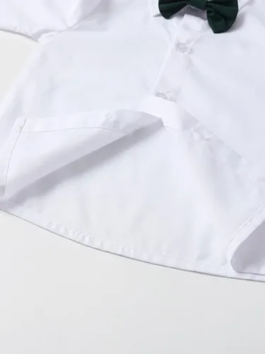 Miniatura 28 de Conjunto de pantalones para bebé, camisa de manga larga + pantalones + corbatín + tirantes, trajes de caballero para niños pequeños