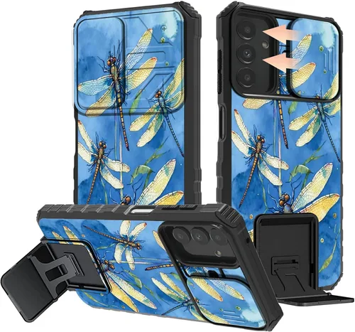 Miniatura 11 de Rossy Funda para Samsung Galaxy S22 Ultra para Samsung S22 Ultra con cubierta deslizante para cámara con función atril, funda híbrida de doble capa