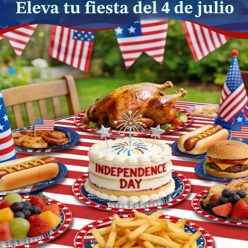 Miniatura 3 de 256 piezas de decoración del 4 de julio, 250 aniversario, bandera patriótica estadounidense, suministros para fiesta, 32 4 de julio, platos de papel
