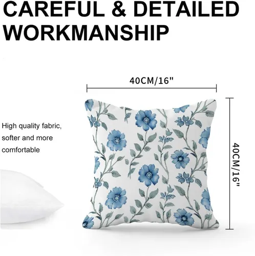 Miniatura 3 de Mughal - Funda de almohada de flor en monzón, diseño de loto azul, funda de cojín moderna, decorativa, decoración del hogar para sofá, cama