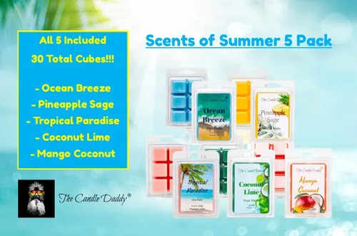 Scents of Summer - Paquete de 5 unidades – 5 increíbles derretidos de cera de verano – 30 cubos en total – 10 onzas en total