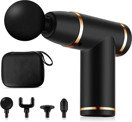 Miniatura 10 de Ergocar Potente pistola de masaje muscular tejido profundo, 6 velocidades masajeador de cuerpo eléctrico de mano con 4 cabezas súper silencioso Negro