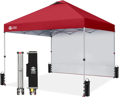 Miniatura 35 de CROWN SHADES - Toldo desplegable de 12 x 12 pulgadas con tela recubierta de color plata 150D, incluye 1 pared lateral extraíble, 4 cuerdas, 8