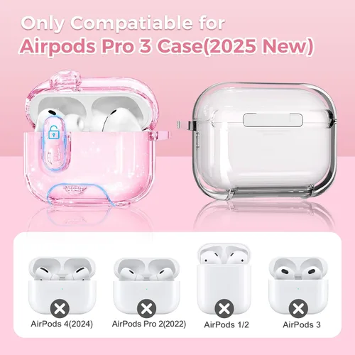 Miniatura 2 de (con bloqueo) Funda transparente compatible con bonitos Apple Airpods Pro 1/2 fundas para mujeres, TPU Transparency Air Pods Pro de 1ª 2ª