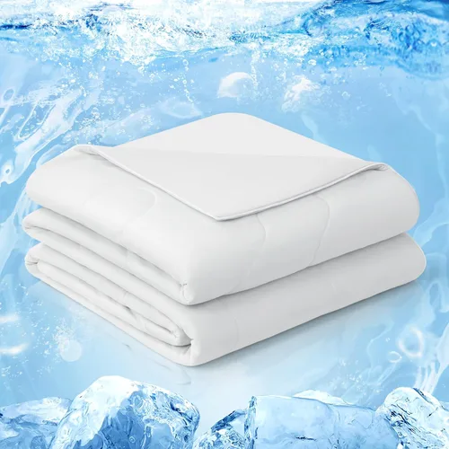 Miniatura 10 de EASELAND Edredón refrescante individual, tela de tacto frío que absorbe el calor corporal, diseño fresco de doble cara, manta refrescante suave