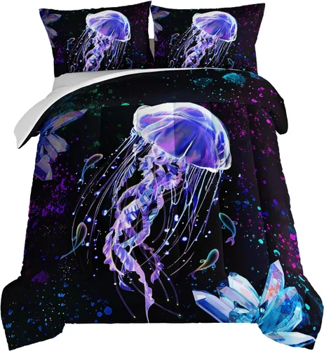 Miniatura 16 de HOSIMA Juego de edredón individual de Axolotl, ropa de cama linda con animales, decoración de habitación para niñas adolescentes, té de leche