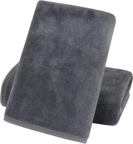KinHwa Toallas de mano de microfibra para baño, toallas faciales suaves y absorbentes, para baño, spa, gimnasio, 16 x 30 pulgadas, paquete de 2 Gris