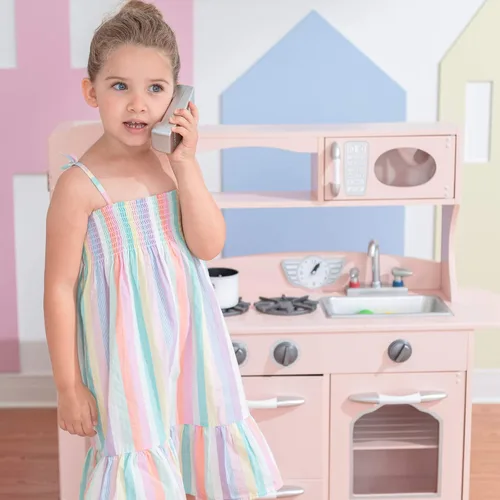 Miniatura 7 de Teamson Kids Little Chef Westchester Retro - Juego de cocina de madera para niños, para niños pequeños, niños y niñas, color rosa