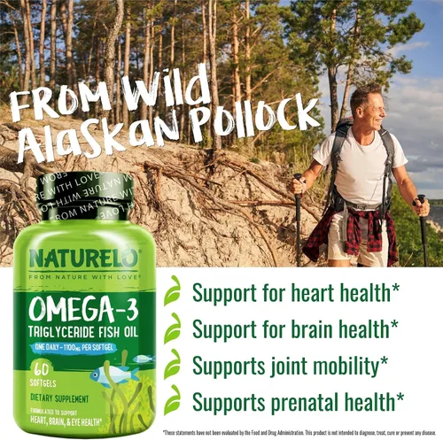 Miniatura 5 de NATURELO Suplemento de aceite de pescado omega 3 sin eructos, 1100 mg de triglicérido omega-3, EPA + DHA, aceite de pescado líquido para corazón
