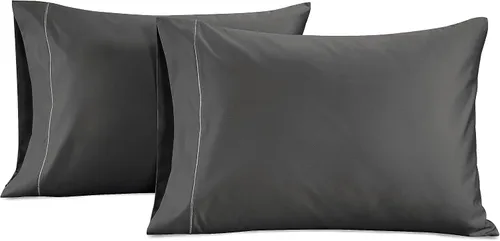 Miniatura 2 de LANE LINEN Juego de 2 almohadas tamaño Queen, suaves 100% algodón egipcio, frescas y lisas de 1000 hilos, fundas de almohada - Azul Estate