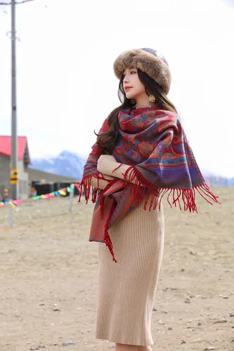 Miniatura 14 de iCuviy Bufanda grande de moda para invierno, chales y envolturas para mujer, extra suave, sensación de cachemira, bufandas frías para mujer