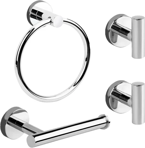 Miniatura 10 de El juego de 4 piezas de accesorios de baño de acero inoxidable dorado cepillado incluye anillo para toalla de mano, soporte para papel higiénico y 2