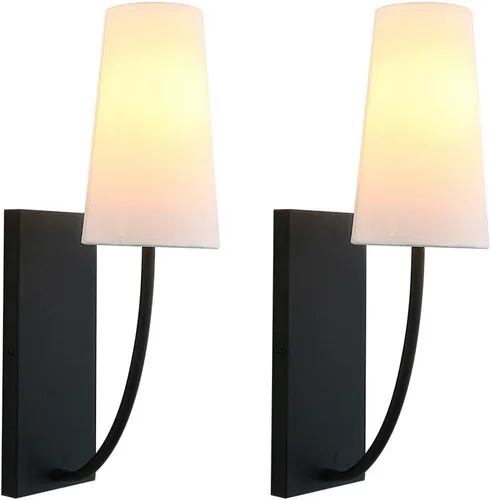 Vintage Black Fabric Wall Light, 1-Light Bedside Lamp with Square Base, Stylish Wall Sconce for Bedroom, Corridor & Living Room Décor.