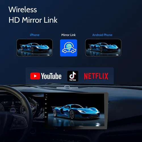 Miniatura 6 de Haudio Estéreo inalámbrico de doble DIN de 9 pulgadas para automóvil, con Apple CarPlay y pantalla de radio Android Auto, con Mirror Link, Bluetooth