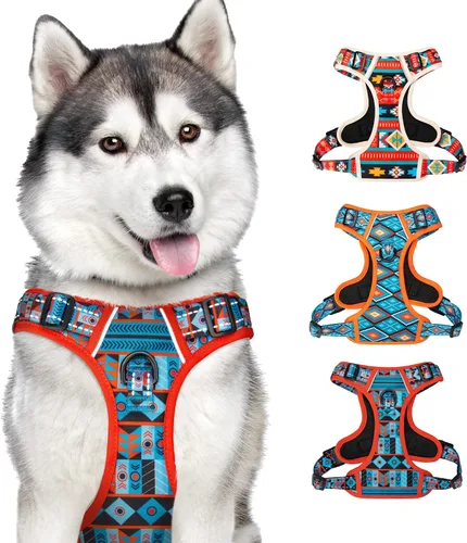CollarDirect Arnés reflectante sin tirones para perro, con asa y clip frontal, chaleco acolchado suave ajustable para perros pequeños a grandes,