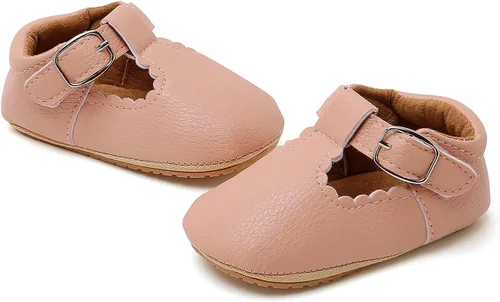 Miniatura 4 de Zapatos planos Mary Jane para bebés y niñas, con suela suave antideslizante, zapatos con estampado de vestido de princesa recién nacida