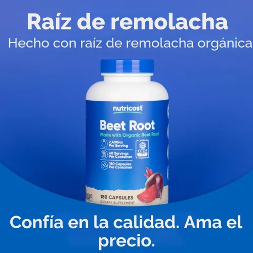 Miniatura 5 de Nutricost Raíz de remolacha 2400 mg, 180 cápsulas – Certificado CCOF fabricado con raíz de remolacha orgánica, superalimento, 60 porciones