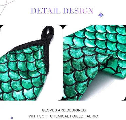 Miniatura 4 de GEMILY Fish Scale Gloves Fingerless Fashion Mermaid Sparkly Arm Sleeve Long Party Rave Gloves Costume for Women and Girls