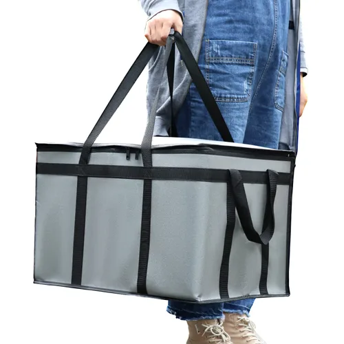 Miniatura 6 de musbus Paquete de 4 bolsas aisladas XXXL para entrega de alimentos, bolsas enfriadoras para mantener la comida caliente, catering Therma para Gris