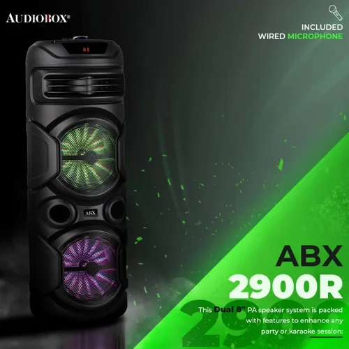 Miniatura 3 de Audiobox ABX-2900R - Altavoz Bluetooth dual de 8 pulgadas para fiesta, peso ligero con luces RGB, sonido de doble canal para fiestas, DJ, listo