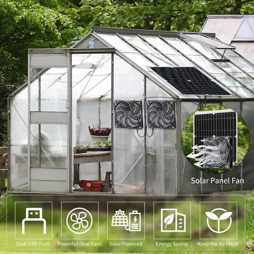 Miniatura 4 de Riakrum Kit de ventilador de escape de panel solar de 20 W y 16 V, USB, portátil, alimentado por energía solar, ventilador de verano al aire libre