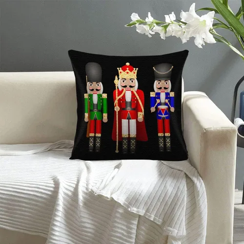 Miniatura 3 de Funda de almohada de cascanueces de dibujos animados de Navidad, decoración del hogar, funda de cojín cuadrada para sofá cama, funda de almohada