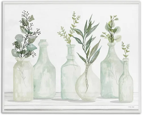 Miniatura 14 de Stupell Industries Ramos florales antiguos en frascos, arte giclée enmarcado, blanco, 20 x 16 pulgadas, fácil de colgar y resistente, fabricado