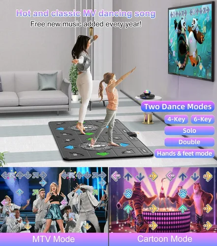 Miniatura 3 de FWFX Tapete de baile inalámbrico para niños y adultos, sistema interactivo de juegos de TV con almohadilla de baile de fitness, juegos deportivos